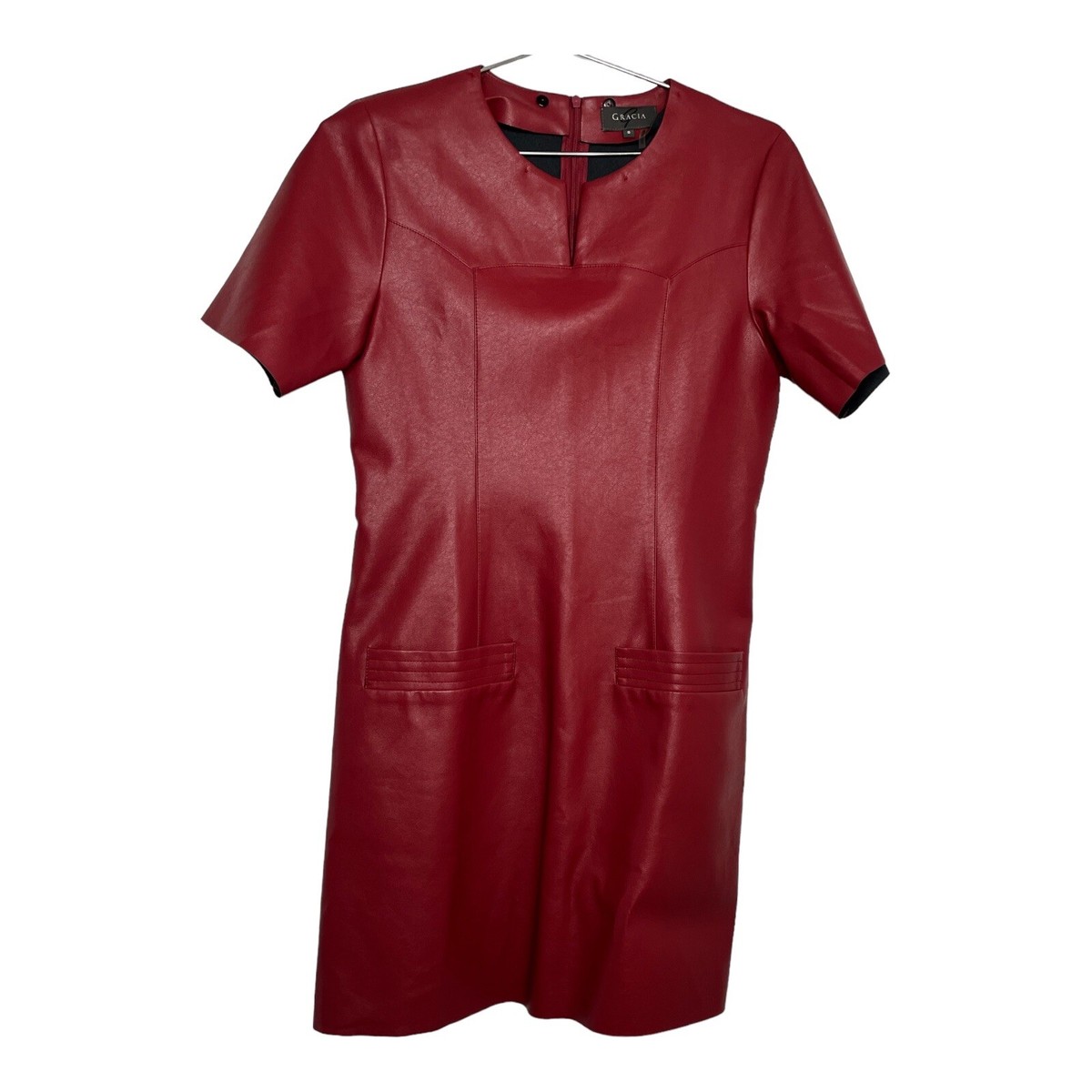 Gracia Red Faux Leather Dress Size Small | eBay