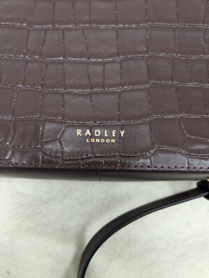 Radley London Brown Croc Embossed Leather Backpack Zip Top Radley London Croc Embossed Leather Bag Burgundy Brown | eBay main image 4