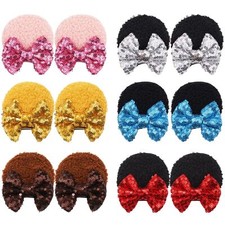 Sequin Mouse Ears Hair Clips 12 Pieces Bows with Alligator Clips Theme Park