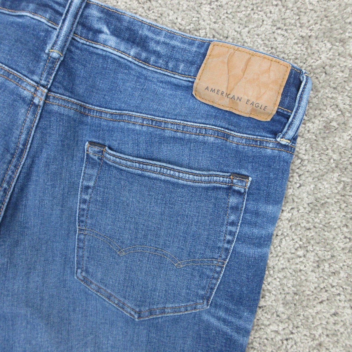 American Eagle Jeans Mens 35x30 (Tag 34x32) Blue Skinny Flex Denim
