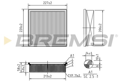 Bremsi FA1629 Air Filter for Mercedes Benz