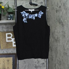 kasper Womens Sleeveless Knit Embroidered Top...
