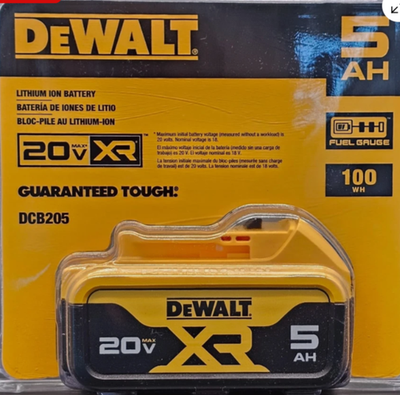 #ad NEW DEWALT DCB205 20V Max XR 5.0Ah Battery High Capacity Lithium Ion $52.97