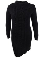 Tommy Hilfiger Women's Cowlneck Solid Sweater Dress (L, Black) 192114124038
