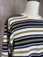Vintage Nautica Men  s XL Colorful Striped Cotton Crew Pullover Sweater Preppy