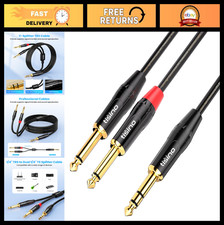 1/4" TRS to Dual 1/4" TS Mono Y-Splitter Cable - 3.3ft Stereo Breakout Patch Cor