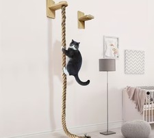Wall-Mounted Rope Cat Scratching Post, Poplar  Pine, 61.42in Height