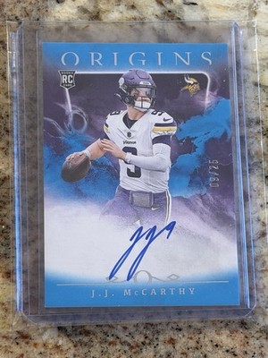 2024 Panini Origins JJ MCCARTHY RC Rookie Turquoise Auto 9/25 Jersey Match