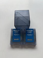 2 Clear Blue Interact Memory Cards W/ Storage Case Box Saves Nintendo 64 N64 Lot