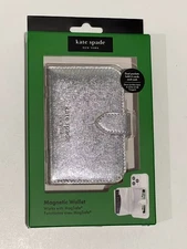 Kate Spade Morgan Magnetic Wallet w/ Magsafe for iPhone 17/16/15/14 - Silver NEW