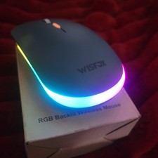 RGB Backlit Wireless Mouse. Bluetooth Or Dongle. Navy Blue, Multiple Settings.