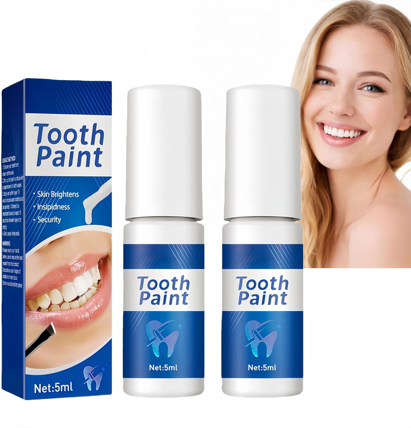2Pcs Tooth Polish,Teeth Whitening Paint,Instant Teeth Whitening Essence Gel,Whit
