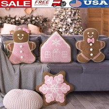 Christmas Pillow Set Gingerbread House Snowflake Throw Pillows Home Decor New