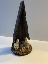 Vtg Small Christmas Nativity Scene in Wood Stable Made In Italy 11.25  Peak Roof