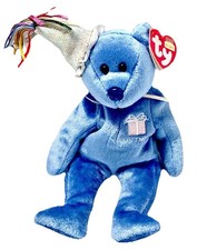 TY Beanie Baby SEPTEMBER the Teddy Birthday Bear Blue Birthday Celebration Hat