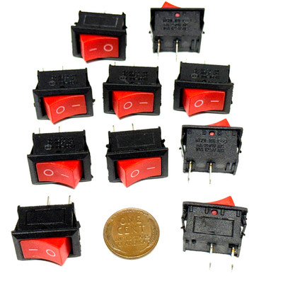 10 Pack Red and black rocker switch 2 pin basic on/off 12v 6v 3v 2 pin B15