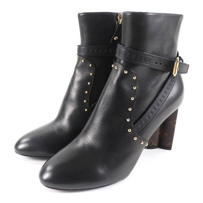 Excellent LOUIS VUITTON Ankle boots Monogram belt design leather Women 37