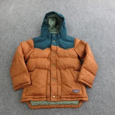 Patagonia Jacket Kids Small 7-8 Orange Down Puffer Hooded Snap STY68311FA21