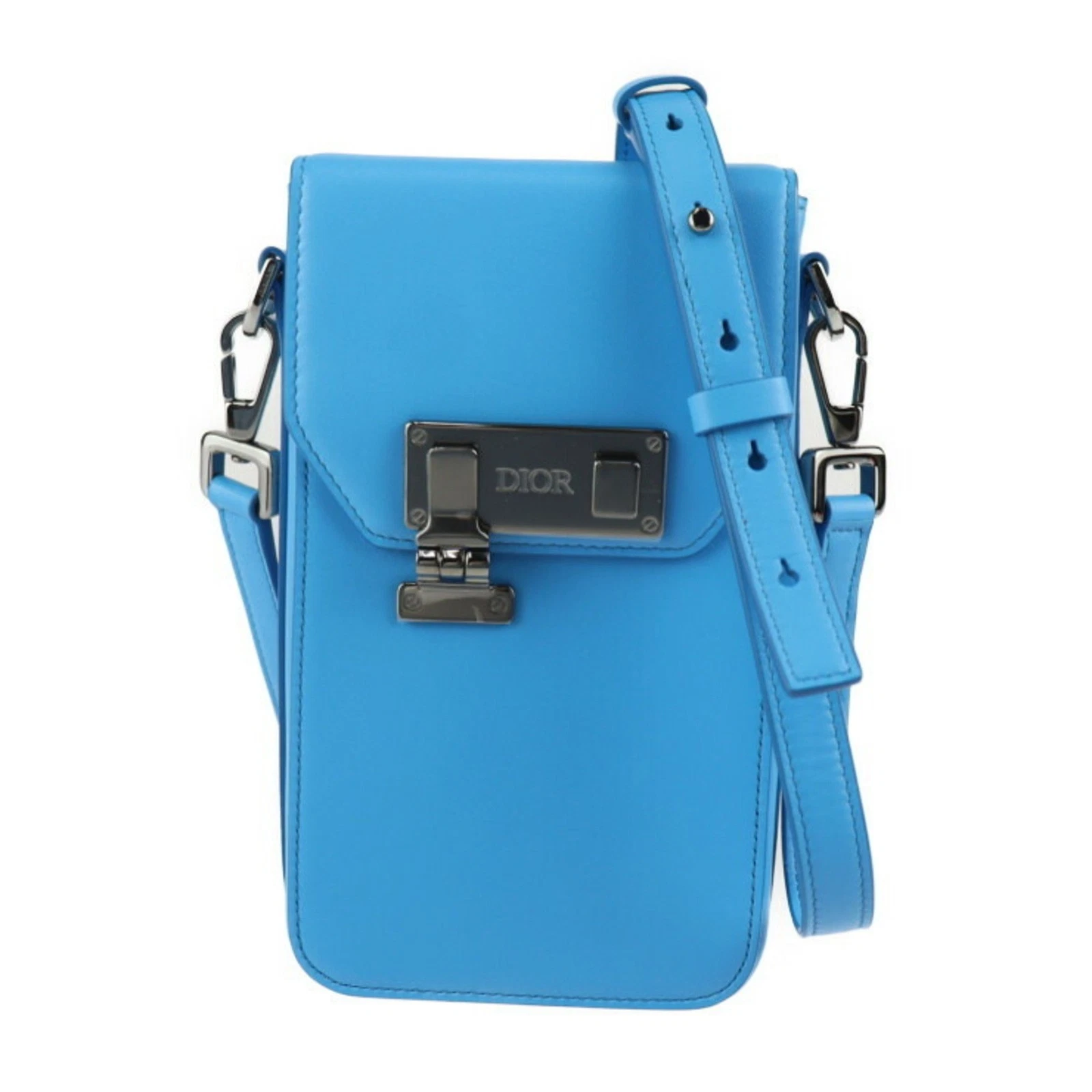 Sac pochette cuir bleu Dior authentique