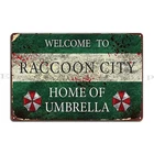 Welcome To Raccoon City Painting Vintage Tin Metal Signs Home Décor 8x12