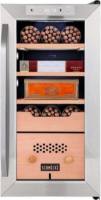Schmécké 250 Cigar Cooler Humidor with Precise Humidity Control, Stainless Steel