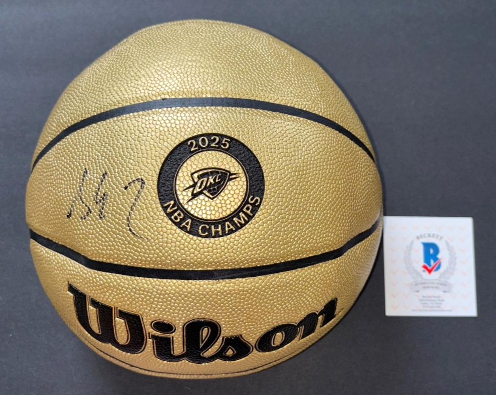 SHAI GILGEOUS ALEXANDER SIGNED 2025 CHAMPS OKLAHOMA CITY THUNDER BASKETBALL BAS 