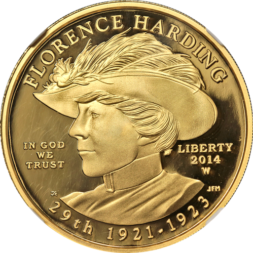 2014-W First Spouse Gold 10 $ Florence Harding NGC PF69 Ultra Cameo frühe Ausgabe...