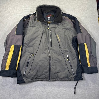 Obermeyer Mach 1 Speed Ski Jacket Mens XL Grey Black Yellow Waterproof Hooded