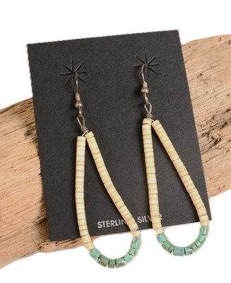 French Hook Heishi with Turquoise Earrings