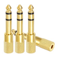 4Pcs TRS6.35mm Male to 3.5mm Female Zinc Alloy Adapter, Gold