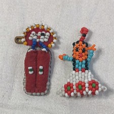 Vtg Native American Beaded Doll Mini Figurine and moccasins