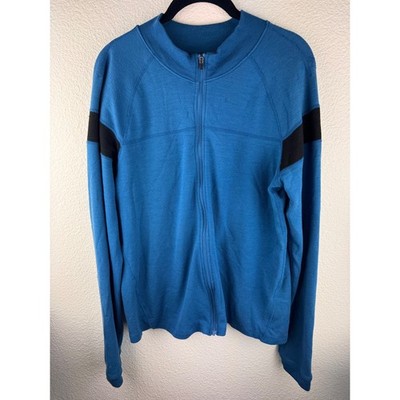 Ibex Mens 100% Merino Wool Full Zip Cycling Jersey Jacket Size L Made in USA