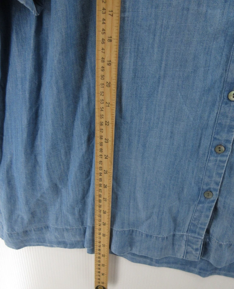 Blusa túnica Jill Top Mujer 4X Plus Azul Denim Bolsillos Lyocell Abotonados NUEVO Foto 4 de 4