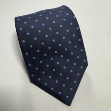 VTG Brooks Brothers Makers All Silk Necktie Navy Blue Polka Dot Hand Made USA