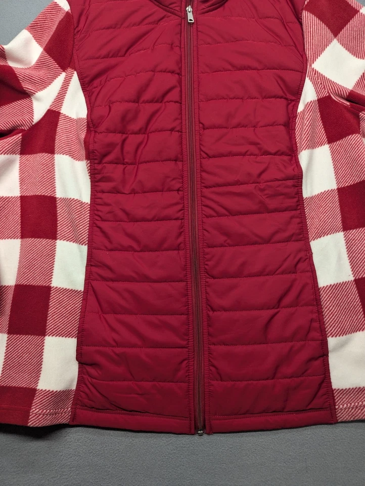 Chaqueta a Cuadros D&Co Roja Blanca Cuadros Cremallera Completa Vellón Talla 3X Mujer Bolsillos Laterales Foto 3 de 4