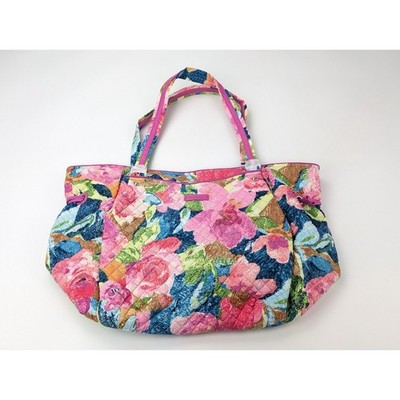 Vera Bradley Superbloom Glenna Tote Quilted Shoulder Bag Pink Blue Floral NEW!