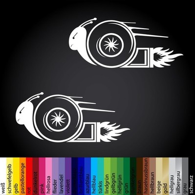 2 x Turboschnecke Aufkleber 15,0 x 6,6 cm Auto Sticker Turbo Boost Snail Fun