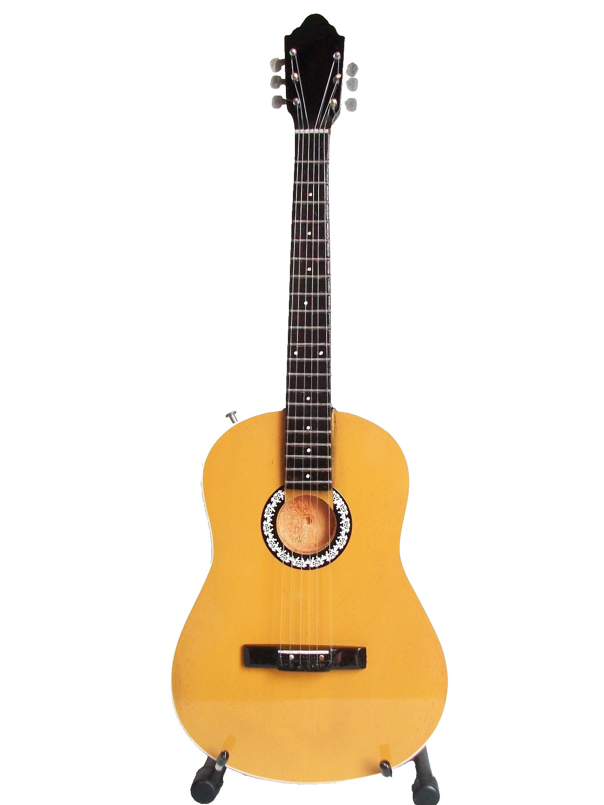 Guitare classique espagnole miniature en bois d'acajou de 18 cm avec son support