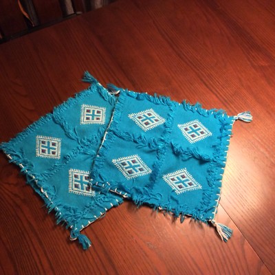 2 Beautiful Hand Made Pillow Covers from Greece 13.5''x13.5''