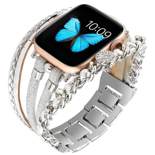 Women Leather Bracelet Band for Apple Watch 11 10 9 8 7 6 SE 44/41/45/42/46/49mm - Picture 70 of 94