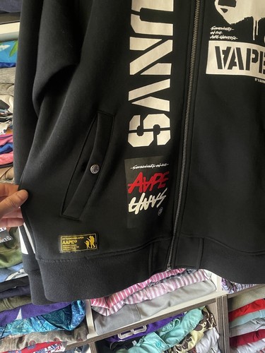 Aape by BAPE A Bathing Ape Varsity Bomber Zip Jacke Gr. L Big Logo schwarz SAUBER - Bild 11 von 21