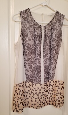 Cabi Top Tunic Sleeveless Lined Blouse Tank Top Geometric Paisley