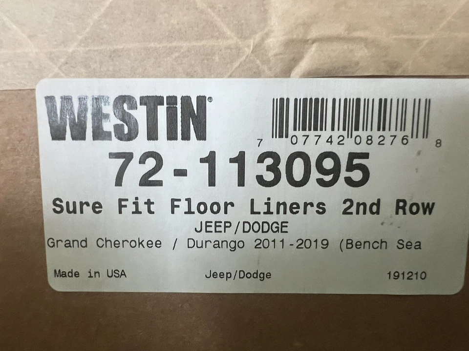 Westin 72-113095   Sure Fit 2nd Row Floor Liner Black Cherokee/Durango - Image 2 of 2