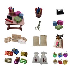 Miniatur Artikel Geschenke Verpacken, Pakete Geschenkpapier Abroller für Wichtel