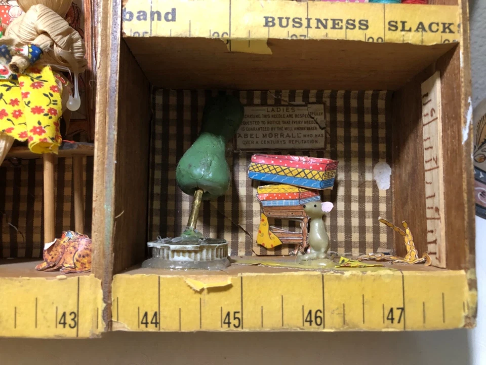 Caja de sombras de arte popular hecha a mano ÚNICA arte cocina oficina artesanía vintage Foto 3 de 4