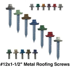  12 x 1-1/2" Hex ReGrip Sheet Metal Roof Screws. Sharp Point Metal to Wood Screw