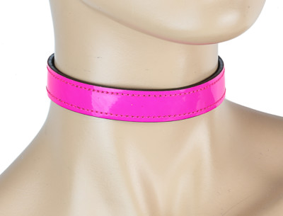 Hot Pink Neon Sexy Plain Choker Buckle on Back Club wear Rockabilly