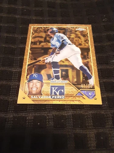 2023 Topps Chrome Gilded Salvador Perez Gold Etch /99 - Picture 2 of 3