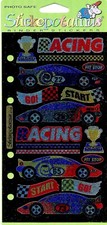 Race Cars, 4x7" scrapbook stickers Sticko AT02 - EK Success