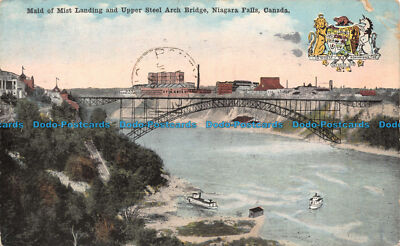 R132335 Maid of Mist Landing and Upper Steel Arch Bridge. Niagara Falls. Canada.